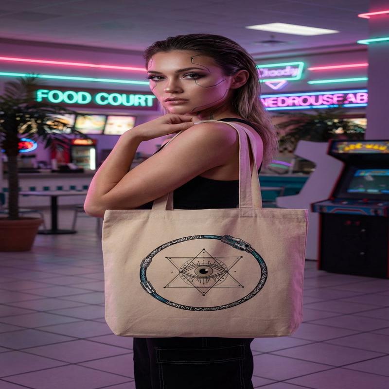 \"Cyber Gaze\" Organic Canvas Tote Bag  100% GOTS Cotton