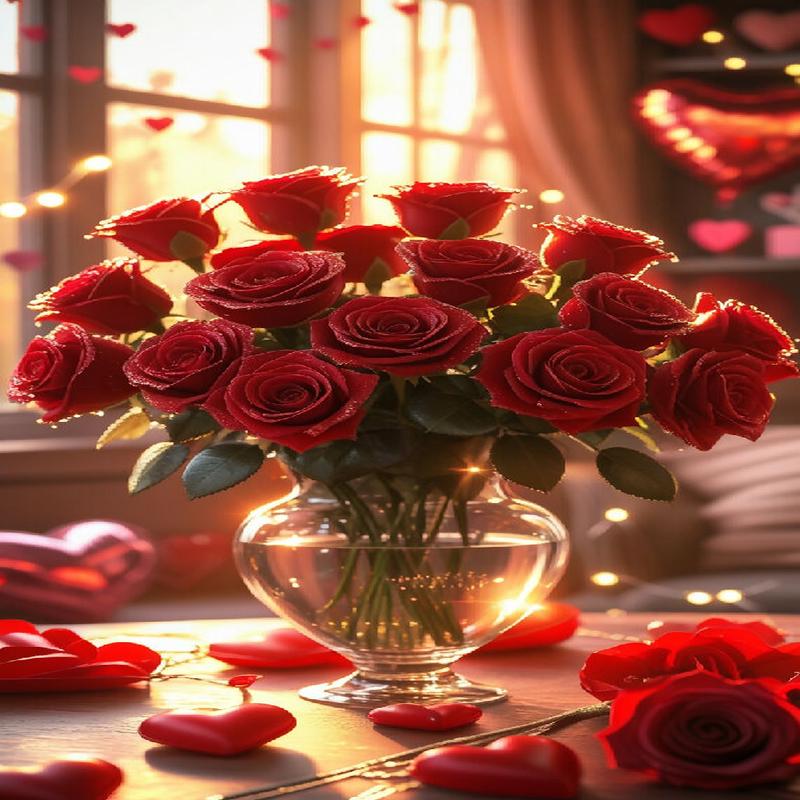 \"A romantic and vibrant scene celebrating Rose Day